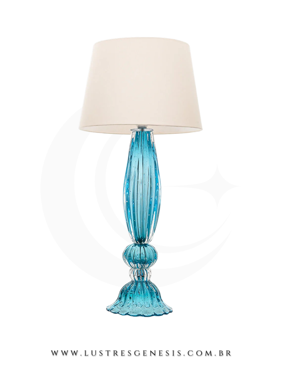 Abajur de Mesa Vidro Murano Toscana Transparente Estilo Classico Cupula Bege para Quarto Sala Cabeceira